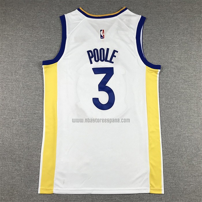 Camiseta Golden State Warriors Jordan Poole NO 3 Association 2022-23 Blanco